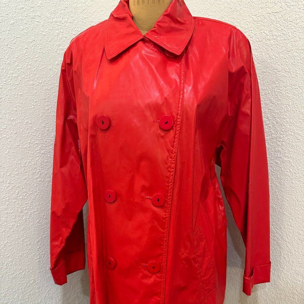 Henri Bendel Drizzle Vintage Ladies Red Raincoat SZ M